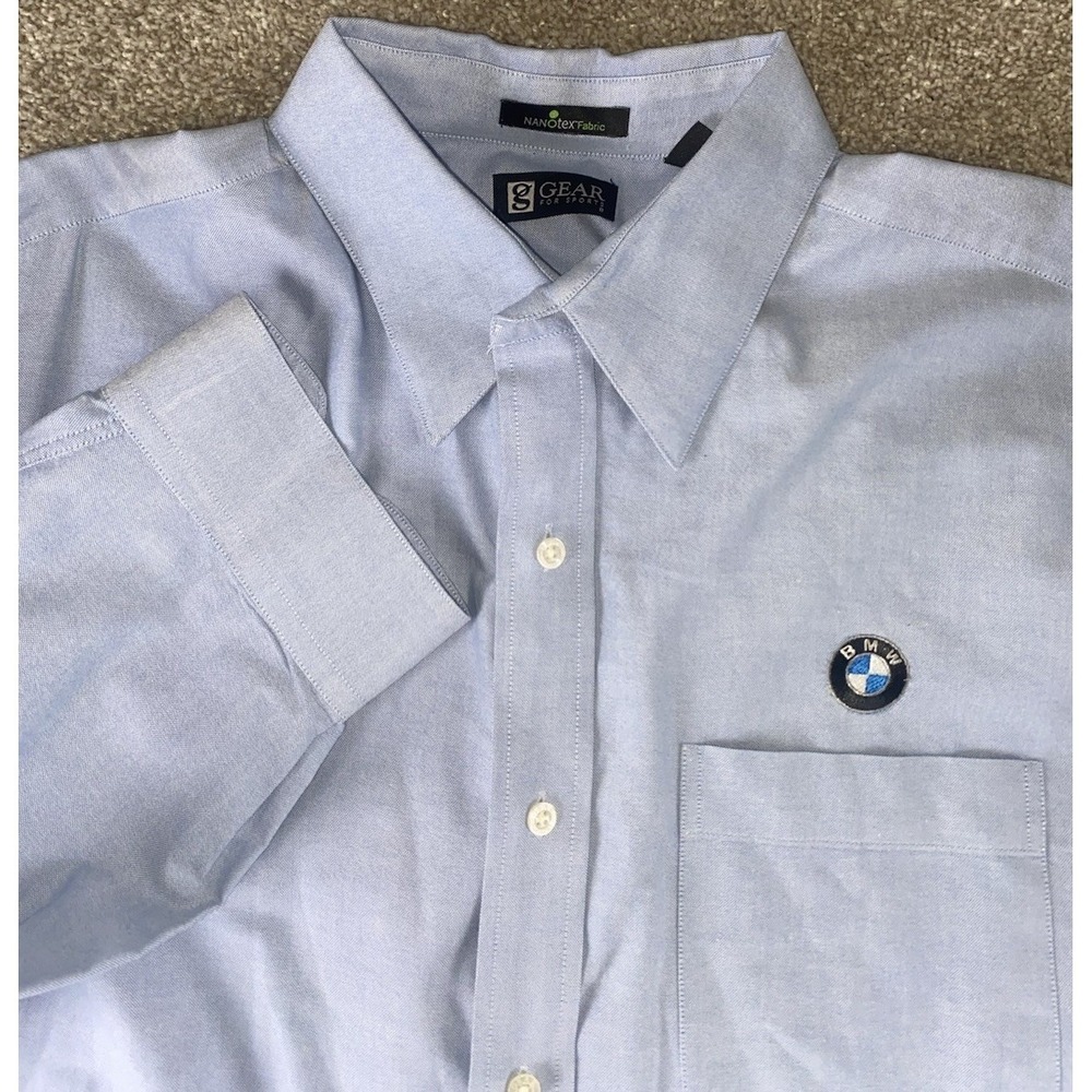 Gear For Sports BMW Button Down Blue Shirt Mens XL Cotton Preppy Work Racing